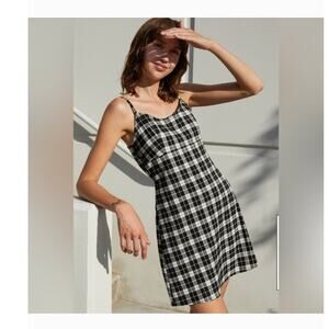 John Galt Women's Black White Plaid Dress